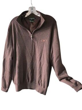 Fairway & Greene Men's Brown Quarter-Zip Pullover Sweater Size Medium